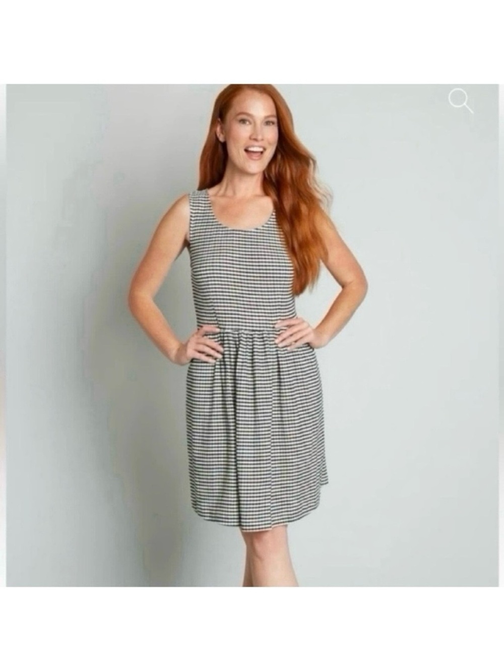 ModCloth Optimistic Effect A-line Checkered Plaid Work Sleeveless Casual dress